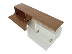 Móvel de TV "Ceelias" Branco/Marrom Escuro com Armazenamento Espaçoso e Sistema de Abertura Push to Open - 160 x 35 x 46 cm