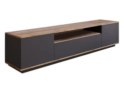 Móvel de TV Cinza e Madeira 180 cm TYRO Estilo Contemporâneo com Arrumação - Pinho Atlântico e Antracite