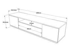 Móvel de TV Cinza e Madeira 180 cm TYRO Estilo Contemporâneo com Arrumação - Pinho Atlântico e Antracite