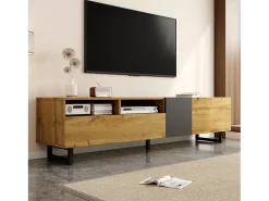 Móvel de TV Colorblock - 170 x 36,5 x 42 cm - com 3 portas + 2 prateleiras - aglomerado - natural