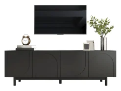 Móvel de TV com 4 portas - 175 x 38 x 56 cm - MDF e aglomerado - para sala - Preto