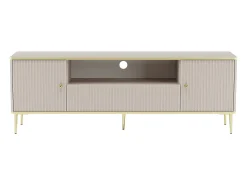 Móvel de TV com 2 portas, 1 gaveta e 1 nicho em MDF e aço - Bege e dourado - SINEAD