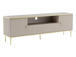 Móvel de TV com 2 portas, 1 gaveta e 1 nicho em MDF e aço - Bege e dourado - SINEAD