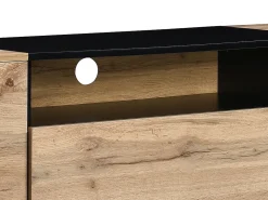 Móvel de TV com 2 portas, 1 gaveta e 1 nicho natural e preto - CEMILINA