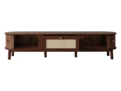 Móvel de TV com 2 portas de correr de vime e uma gaveta - 170 x 39,5 x 38 cm - Aglomerado - Natural