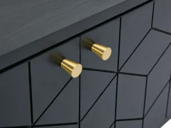 Móvel de TV com 2 portas e 2 nichos folha de carvalho preto e dourado - PARIOMA