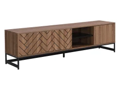 Móvel de TV com 3 portas e 2 nichos em MDF - Natural e preto - CARATANA