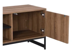 Móvel de TV com 3 portas e 2 nichos em MDF - Natural e preto - CARATANA