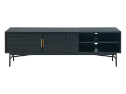 Móvel de TV com 2 portas e 2 nichos folha de carvalho e metal preto e dourado - SIRIOLA