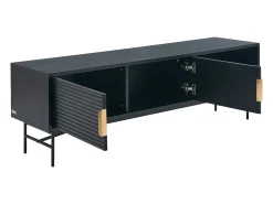 Móvel de TV com 2 portas e 2 nichos folha de carvalho e metal preto e dourado - SIRIOLA