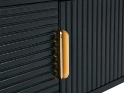 Móvel de TV com 2 portas e 2 nichos folha de carvalho e metal preto e dourado - SIRIOLA