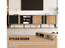 Móvel de TV com 3 portas e 3 nichos abertos - 180 x 40 x 50 cm - Aglomerado - Marrom e preto