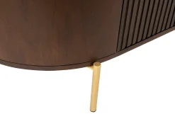 Móvel de TV com 2 portas em madeira de mangueira e metal natural e dourado - NEVILI