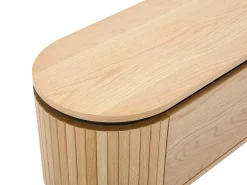 Móvel de TV com 2 portas folha de carvalho e metal natural claro e preto - CARDIONA