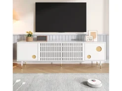Móvel de TV com estrutura treliçada - 170 x 36 x 54 cm - com 4 portas - MDF - branco