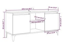 Móvel de TV com pernas em metal 103,5x35x50 cm carvalho sonoma