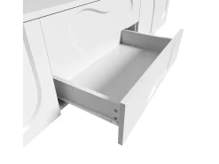 Móvel de TV com pés de madeira - 180 x 40 x 42 cm - com 2 gavetas + 4 portas - aglomerado - branco