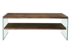 Móvel de TV contemporâneo em vidro e madeira de 120 cm JOY com arrumação