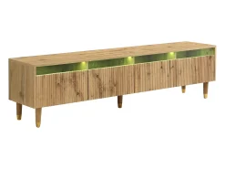 Móvel de TV de 178 cm com visual minimalista de madeira e quatro gavetas. Em MDF e acrílico, resistente e elegante para a sala de estar.