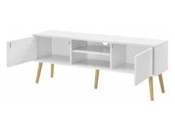 Móvel de TV de design com banco PVC 120 cm branco com efeito carvalho 03_0005861