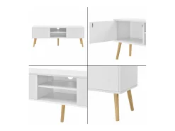 Móvel de TV de design com banco PVC 120 cm branco com efeito carvalho 03_0005861