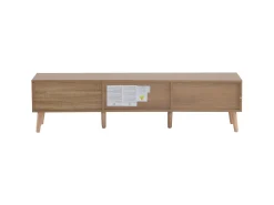 Móvel de TV de madeira com 3 gavetas, estilo retrô, 150 cm de comprimento, 150 x 35 x 39 cm, branco.