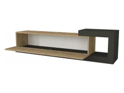 Móvel de TV de parede com design moderno 150 x 30 x 39 cm efeito carvalho antracite 03_0007800
