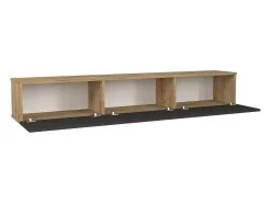 Móvel de TV de parede com 3 portas - Antracite e Natural Claro - VIKILA