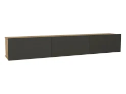 Móvel de TV de parede com 3 portas - Antracite e Natural Claro - VIKILA