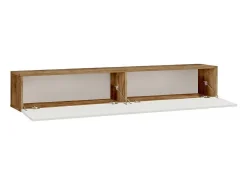 Móvel de TV de parede com 2 portas - Branco e natural - AUBEPINA
