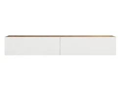 Móvel de TV de parede com 2 portas - Branco e natural - AUBEPINA