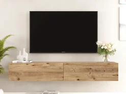 Móvel de TV de parede com 2 portas - Luz natural - AUBEPINA