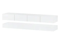 Móvel de TV de parede em MDF com iluminação LED e 4 gavetas - Acabamento em branco brilhante