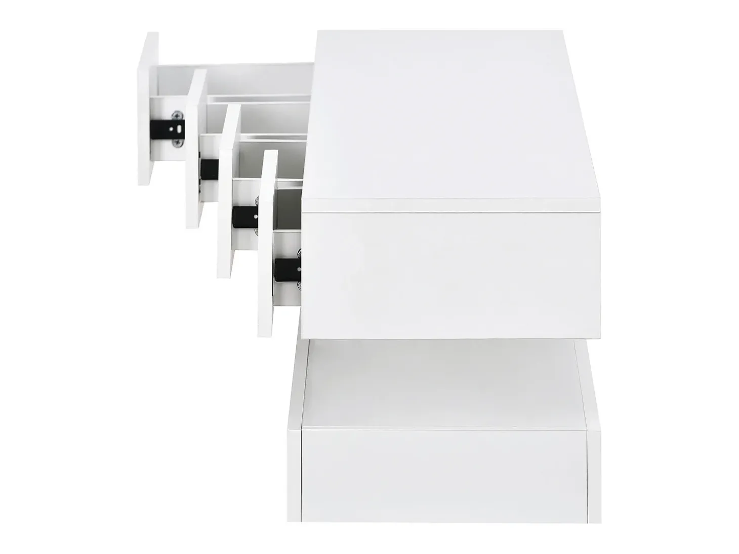 Móvel de TV de parede em MDF com iluminação LED e 4 gavetas - Acabamento em branco brilhante