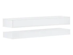 Móvel de TV de parede em MDF com iluminação LED e 4 gavetas - Acabamento em branco brilhante