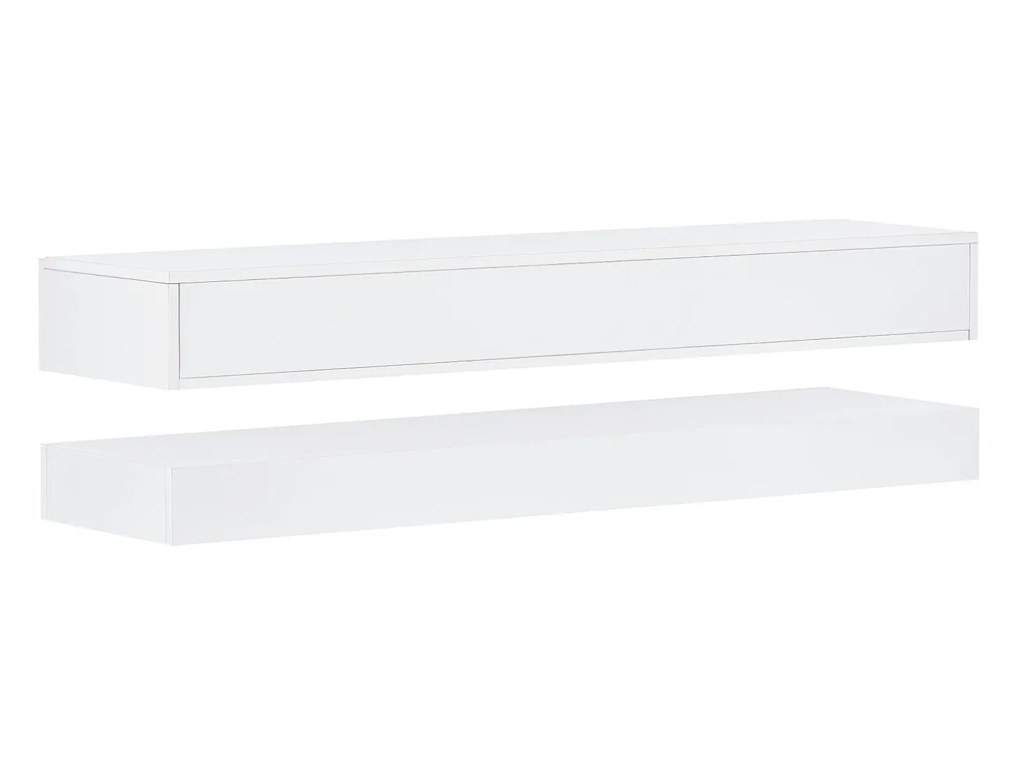 Móvel de TV de parede em MDF com iluminação LED e 4 gavetas - Acabamento em branco brilhante