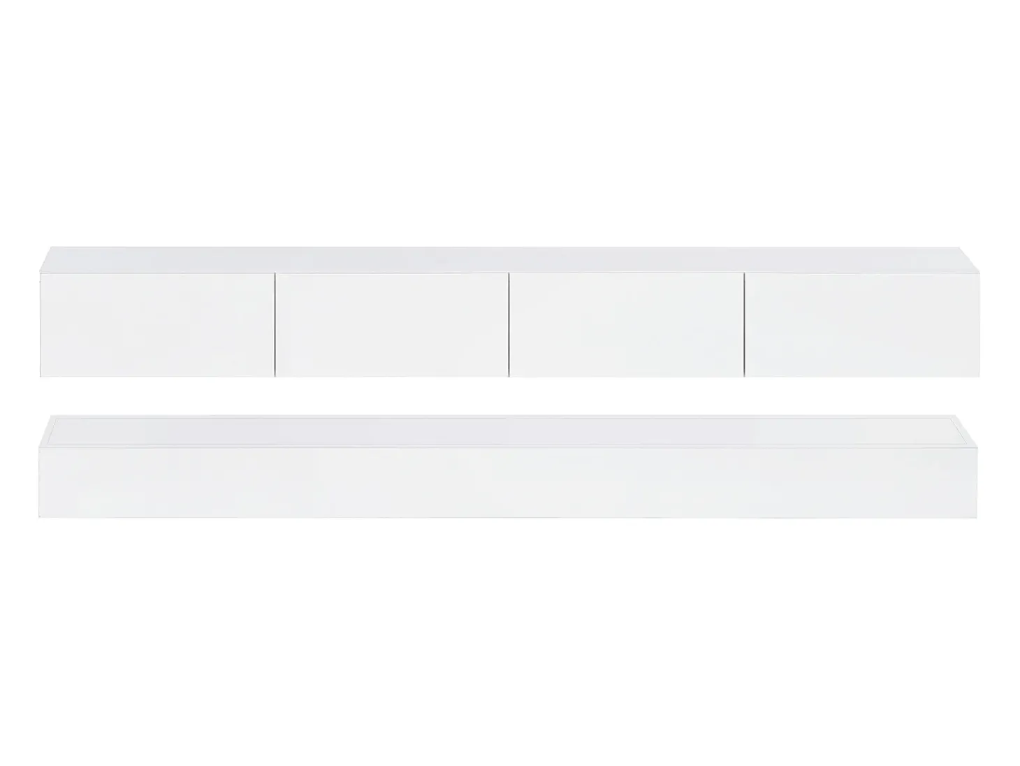 Móvel de TV de parede em MDF com iluminação LED e 4 gavetas - Acabamento em branco brilhante
