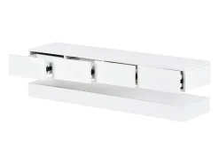 Móvel de TV de parede em MDF com iluminação LED e 4 gavetas - Acabamento em branco brilhante