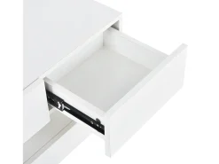 Móvel de TV de parede em MDF com iluminação LED e 4 gavetas - Acabamento em branco brilhante