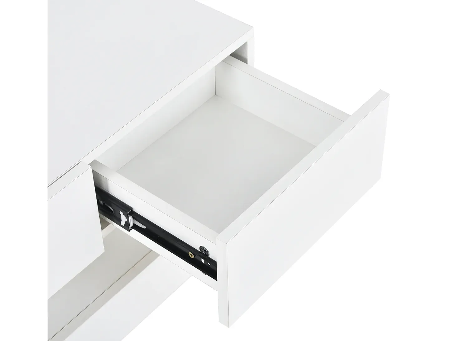 Móvel de TV de parede em MDF com iluminação LED e 4 gavetas - Acabamento em branco brilhante