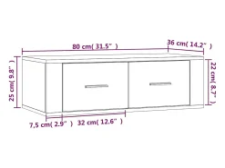 Móvel de TV de parede Sonoma 80 x 36 x 25 cm madeira industrializada cinza 02_0024291