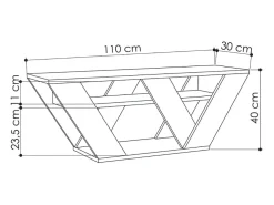 Móvel de TV design contemporâneo em madeira de 110 cm com prateleiras espaçosas e cor carvalho acolhedora
