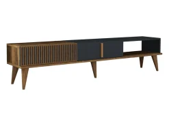 Móvel de TV Design Madeira e Antracite 180 cm NOLA Contemporâneo com Arrumação