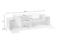 Móvel de TV Dlodrin, aparador baixo da sala, base de móvel de TV, 100% Fabricado na Itália, 160x45h51 cm, Branco brilhante e Bordo