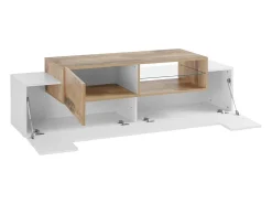 Móvel de TV Dlodrin, aparador baixo da sala, base de móvel de TV, 100% Fabricado na Itália, 160x45h51 cm, Branco brilhante e Bordo