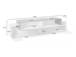 Móvel de TV Dmirand, Aparador baixo de sala, base de móvel de TV, 100% Fabricado na Itália, 200x45h52 cm, Branco brilhante e ardósia