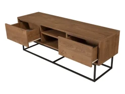 Móvel de TV em Madeira e Preto com Arrumação HAYE Design Industrial Moderno