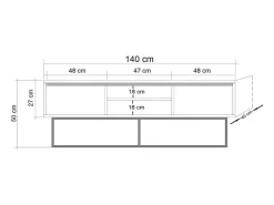 Móvel de TV em Madeira e Preto com Arrumação HAYE Design Industrial Moderno