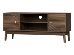 Móvel de TV em nogueira com 2 portas e arrumação aberta, estilo retro 110x40x48cm