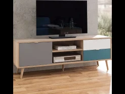 Móvel de TV Escandinavo 150cm PERAST Carvalho Sonoma com Arrumação e Porta - Estilo Escandinavo